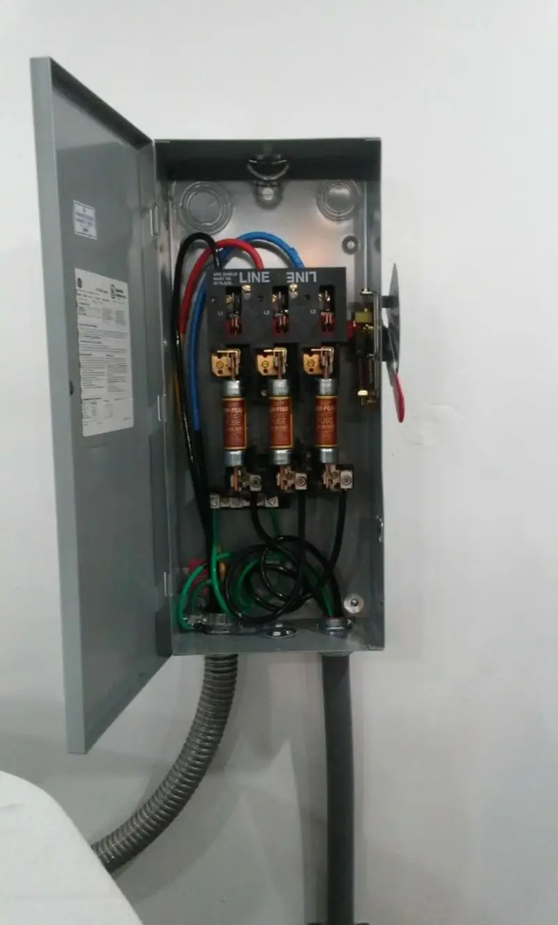 Three-phase disconnect switch installed for Smoke Detector Installation in Glastonbury